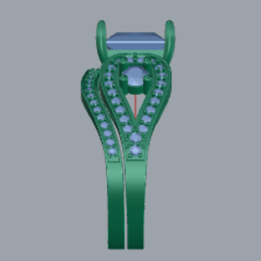 Princess Cut Diamond Cluster Style Bridal Set 3DM CAD File