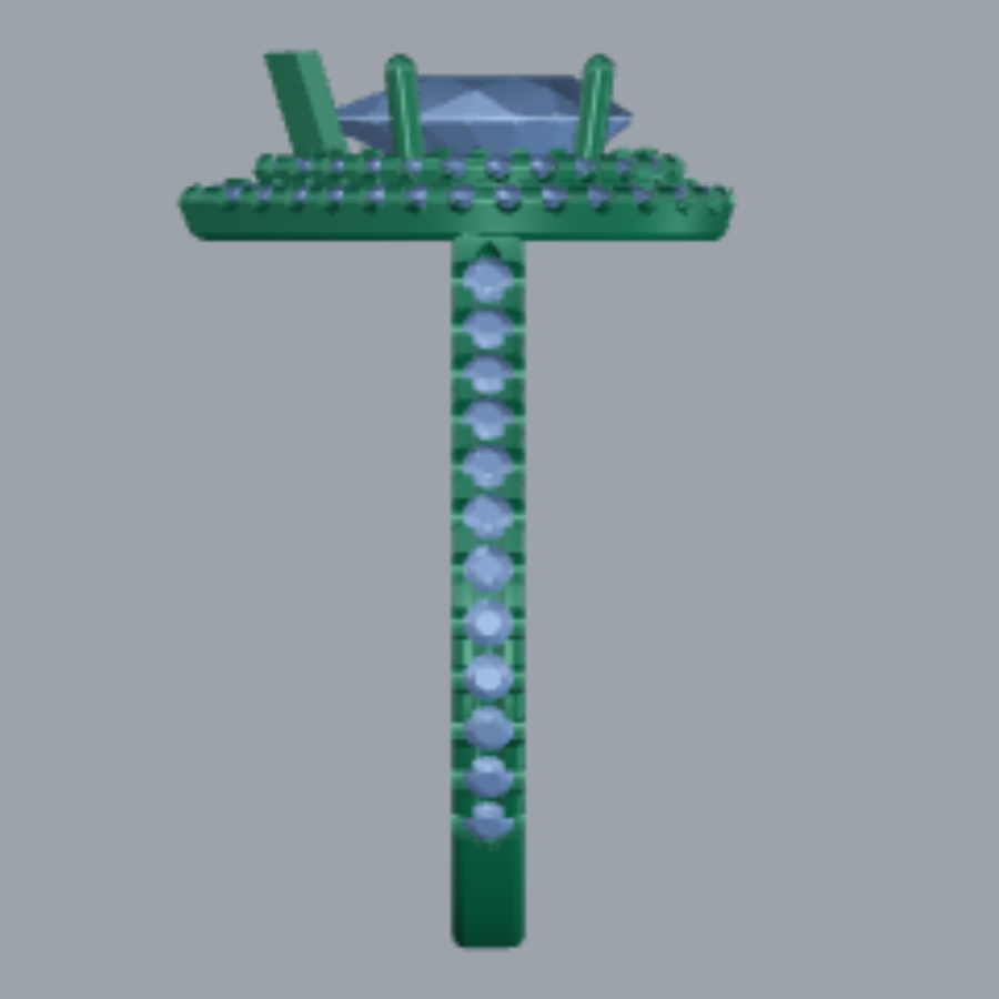 Pear Cut Diamond Double Halo and Pave Style Engagement Ring 3DM CAD File