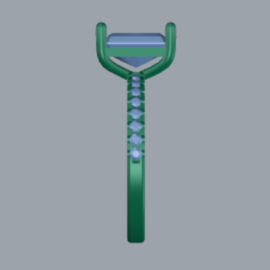 Emerald Cut Diamond Pave Style Engagement Ring 3DM CAD File