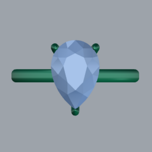 Pear Cut Diamond Solitaire Engagement Ring 3DM CAD File