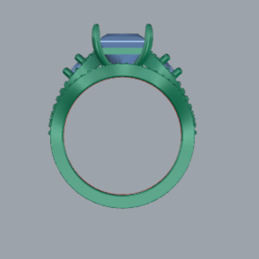 Princess Cut Diamond Cluster Style Bridal Set 3DM CAD File