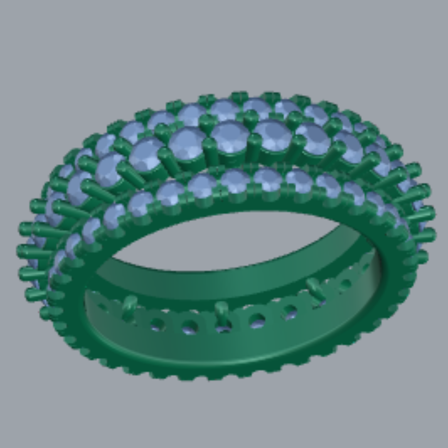 Round Cut Diamond Full Eternity Style Wedding Band 3DM CAD File