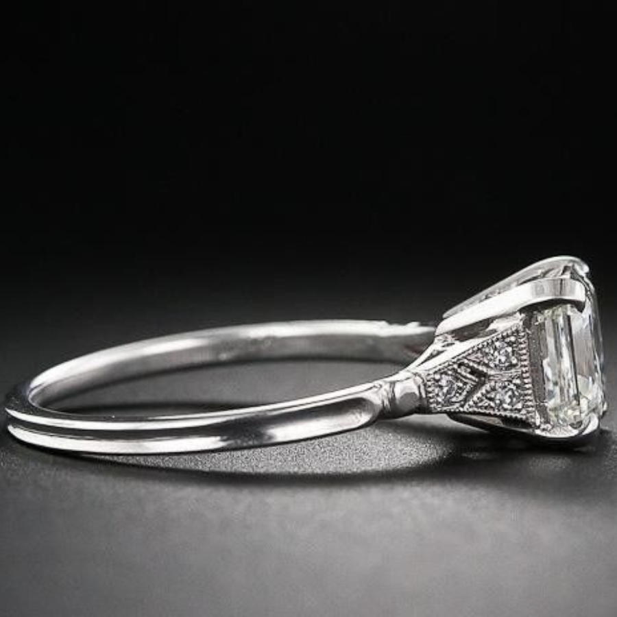 Asscher Cut Diamond Pave Style Engagement Ring Jewelry CAD 3dm File