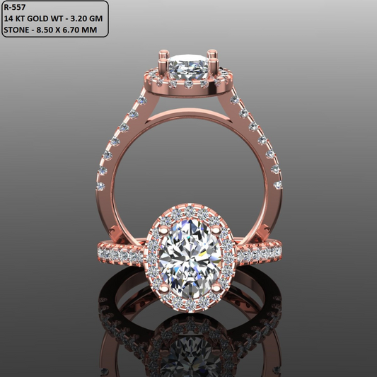 Oval Cut Diamond Halo and Pave Style Engagement Ring 3DM CAD File