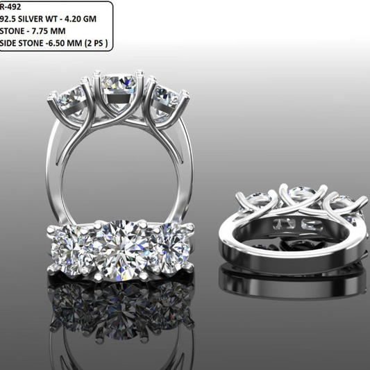 Round Cut Diamond Three Stone Engagement Ring 3DM CAD File