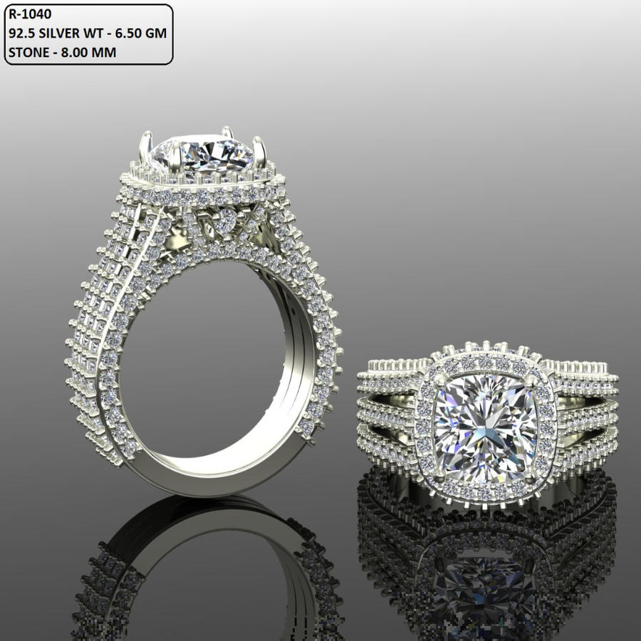 Cushion Cut Diamond Halo and Pave Style Engagement Ring 3DM CAD File
