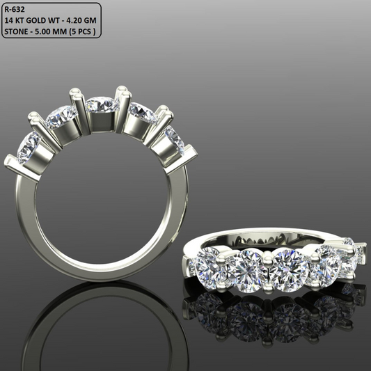 Round Cut Diamond Five Stone Style Wedding Band 3DM CAD File