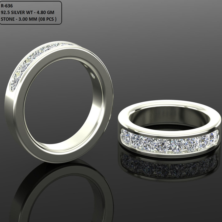 Round Cut Diamond Channel Pave Style Wedding Band Jewelry CAD 3dm File