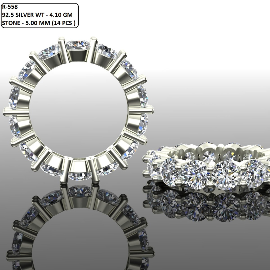 Round Cut Diamond Full Eternity Wedding Band 3DM CAD File