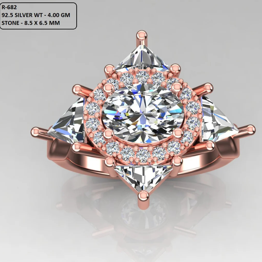 Oval Cut Diamond Cluster Engagement Ring 3DM CAD File
