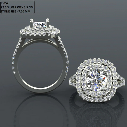 Round Cut Diamond Double Halo and Pave Split Shank Style Engagement Ring 3DM CAD File
