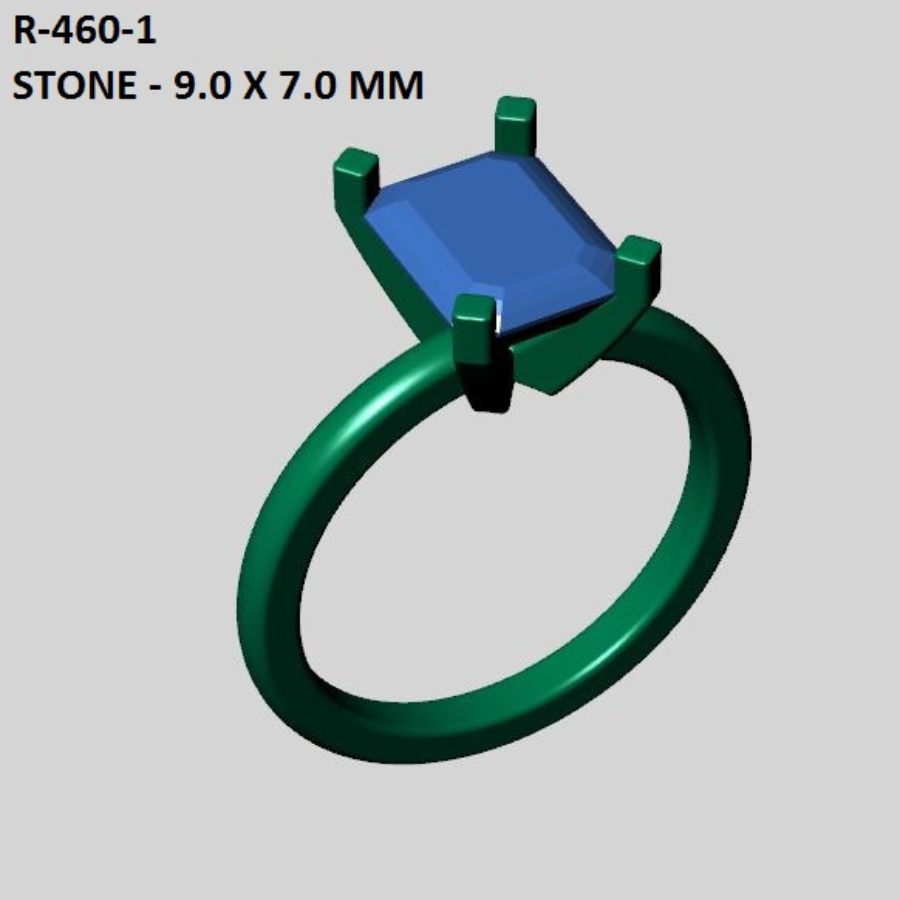 Emerald Cut Diamond Solitaire Engagement Ring 3DM CAD File