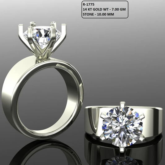 10 mm Round Cut Diamond Solitaire Style Engagement Ring 3DM CAD File