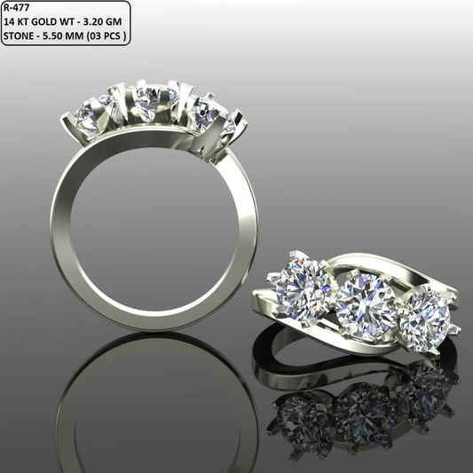 Round Cut Diamond Three Stone Engagement Ring 3DM CAD File