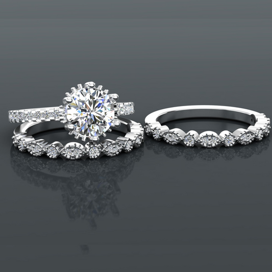 Round Cut Diamond Pave Style Bridal Set 3DM CAD File