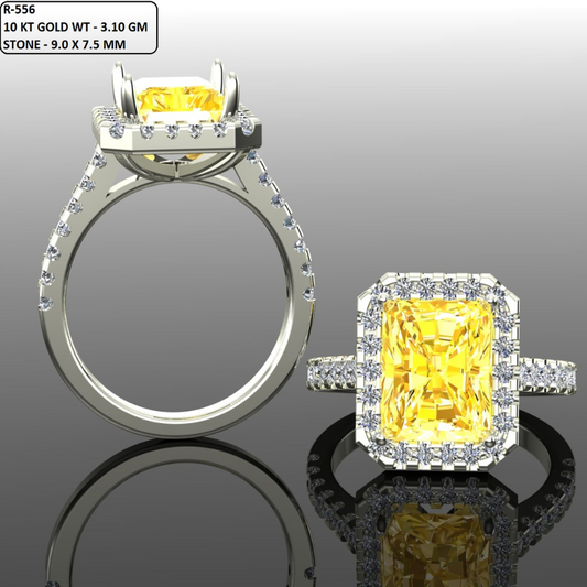 Radiant Cut Diamond Halo and Pave Style Engagement Ring 3DM CAD File