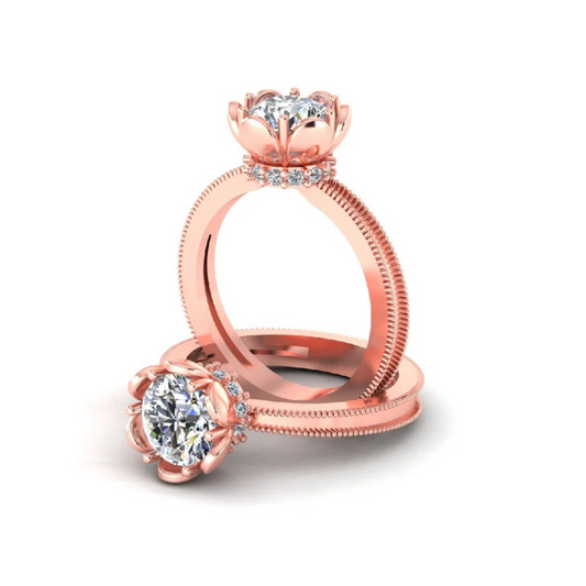 Round Cut Diamond Hidden Halo Style Engagement Ring 3DM CAD File